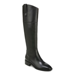 NWT SAM EDELMAN Womens Black Button Drina Almond Leather Riding Boot 9.5 M